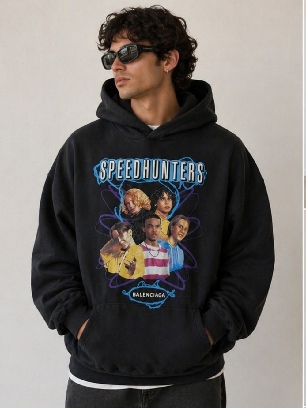 Balenciaga Black Speedhunters Oversized Hoodie - Iconic Graphic Piece